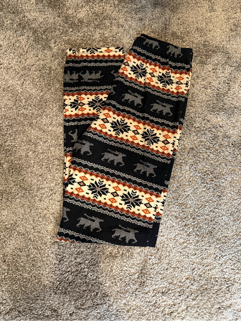 Black Fair Isle Bear Print Leggings